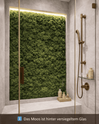 Badezimmer Mooswand hinter Glas 
