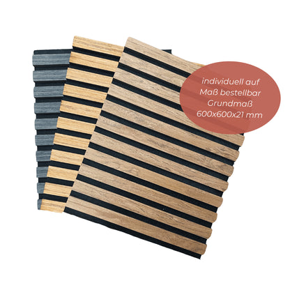 Hochwertige Akustikpaneele aus Holz in modernem Design – perfekt für stilvolle Wandgestaltung und optimale Schallabsorption. Individuell auf Maß bestellbar mit Grundmaß 600x600x21 mm. Ideal als Akustikpaneel für Wohnzimmer, Büros oder Studios. Entdecke vielseitige akustikpaneele holz, akustik wandpaneele und holz akustik paneele für eine bessere Raumakustik. Unsere akustikpaneele weiß und akustik wandpaneel setzen stilvolle Akzente und vereinen Design mit Funktionalität.