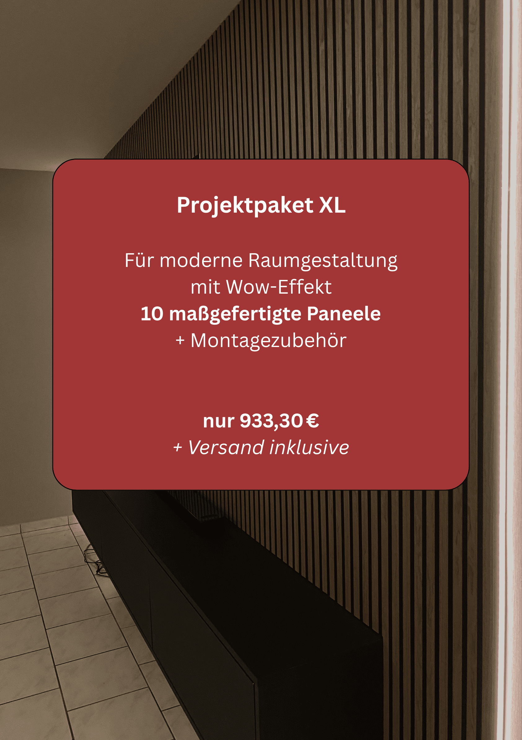 Projektpaket M mit 5 maßgefertigten Akustikpaneelen und Montagezubehör