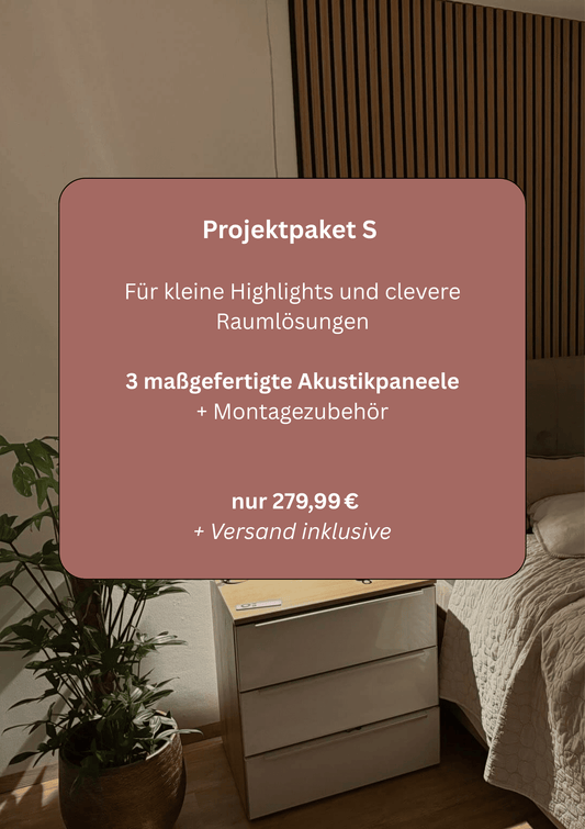 Projektpaket S mit 3 maßgefertigten Akustikpaneelen und Montagezubehör