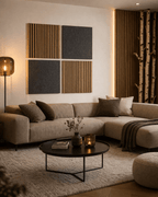 Akustikpaneel 60x60 cm im Wohnzimmer mit Moospaneel